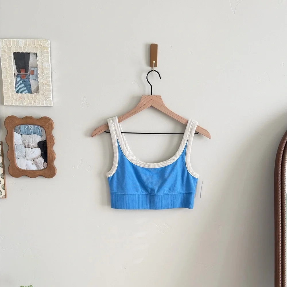 Madewell Terry Ribbed Bralette in Oasis Blue